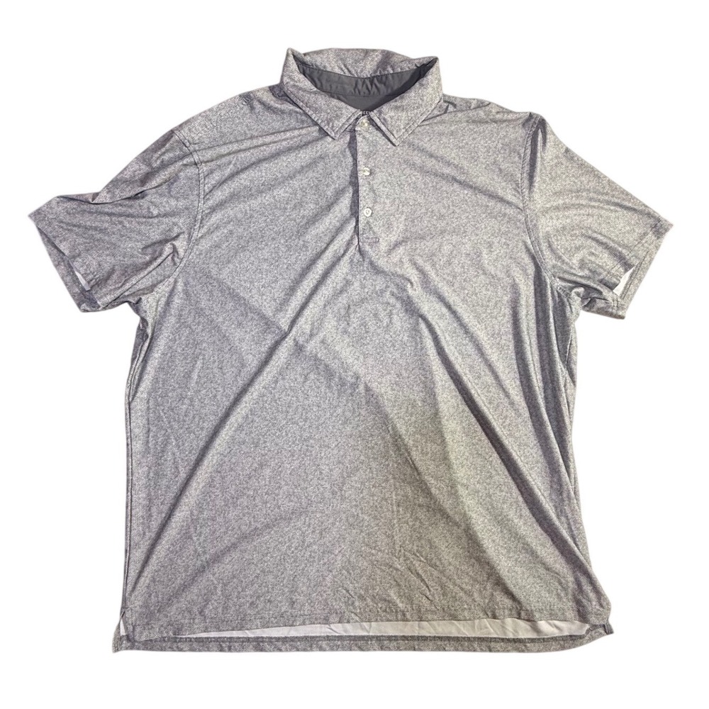Hickey Freeman Golf Polo Mens XXL Grey Pattern Stretch Performance Shirt-2052
